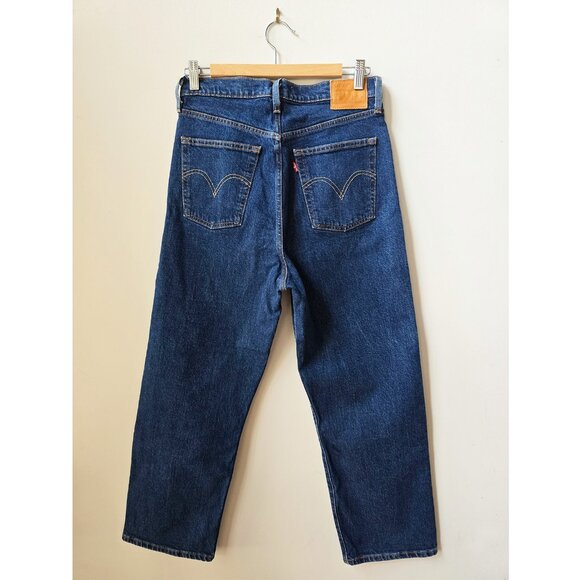 Free People Levi's Premium Ribcage Straight Angle Jeans Dark Blue Wash Size 31 - Picture 5 of 6